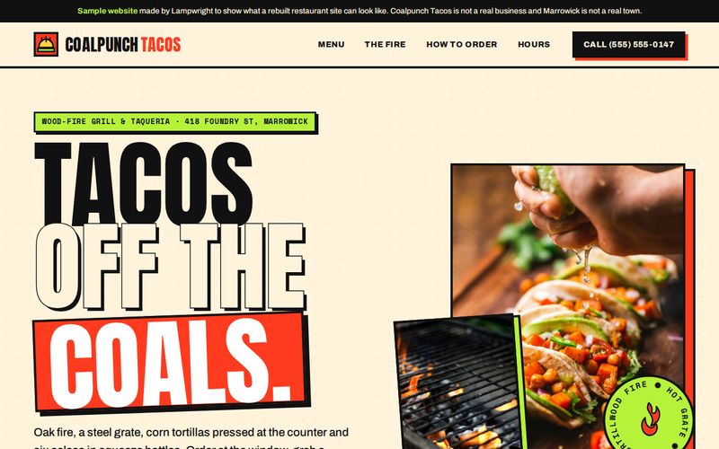 The rebuilt Coalpunch Tacos sample website