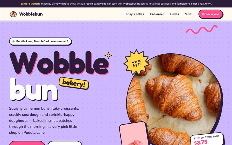 The rebuilt Wobblebun Bakery sample website